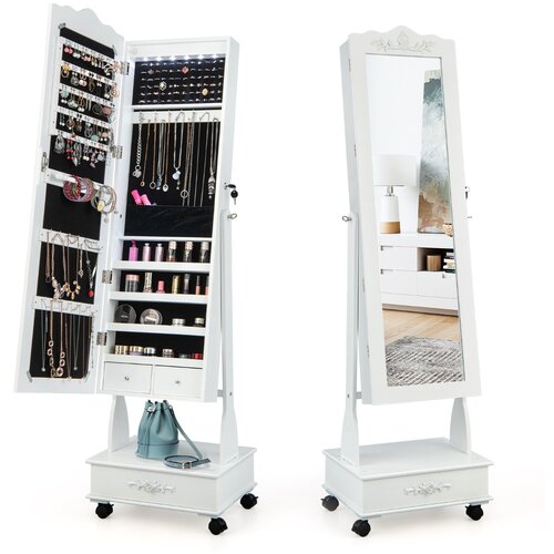Costway Omara za nakit z ogledalom in LED-osvetlitvijo, (5000331384) Slike