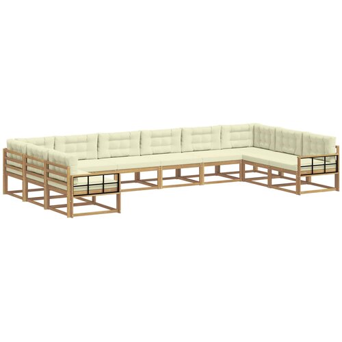 vidaXL Zunanja garnitura za sedenje z blazino 10 pcs Bela in krem, (5000280506) Cene