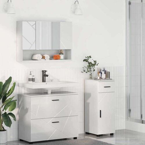  Set namještaja za kupaonicu Zidne 3 pcs Visoko sjajno bijela Cijene