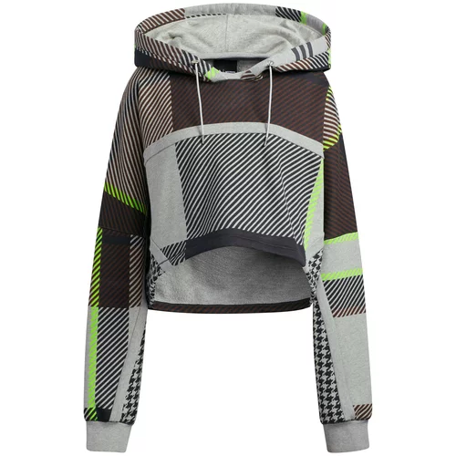 Adidas Sweater majica 'IVP SHRUG' smeđa / siva melange / neonsko zelena / crna