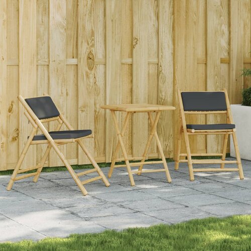 vidaXL 3-dijelni sklopivi bistro set s tamnosivim jastucima bambus Cijene