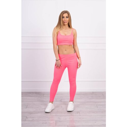 Kesi Striped top set with blouse pink neon Slike