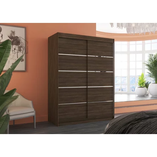 ADRK Furniture Garderobna omara z drsnimi vrati Luft - 150 cm - čokolada