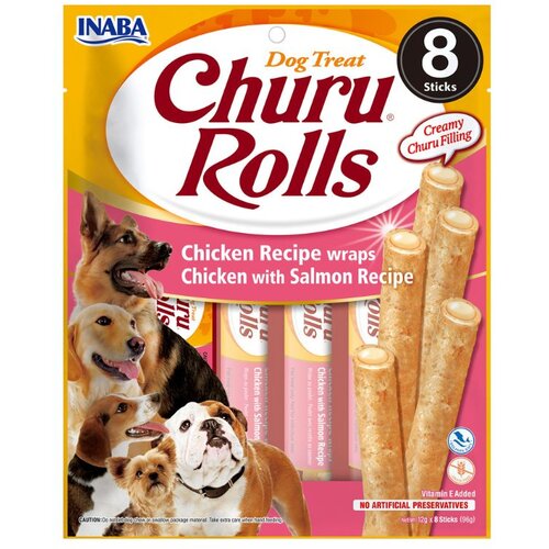 Churu poslastica za pse Rolls piletina i losos 8x12 g Slike