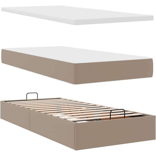 VidaXL okvir kreveta s madracem cappuccina 100x200cm umjetna koža Slike