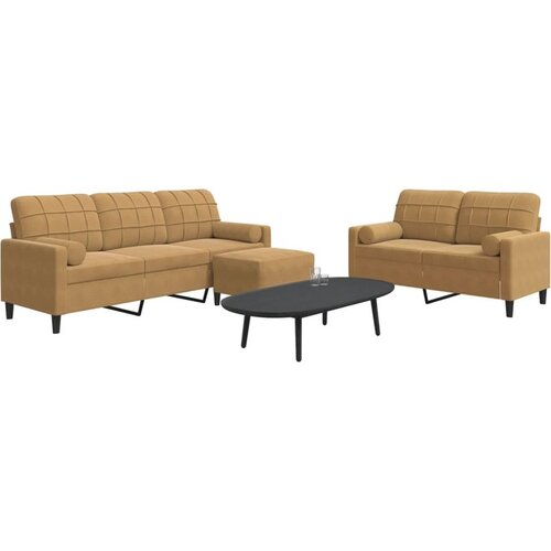 vidaXL 3-dijelni set sofa s jastucima smeđi baršunasti Cijene