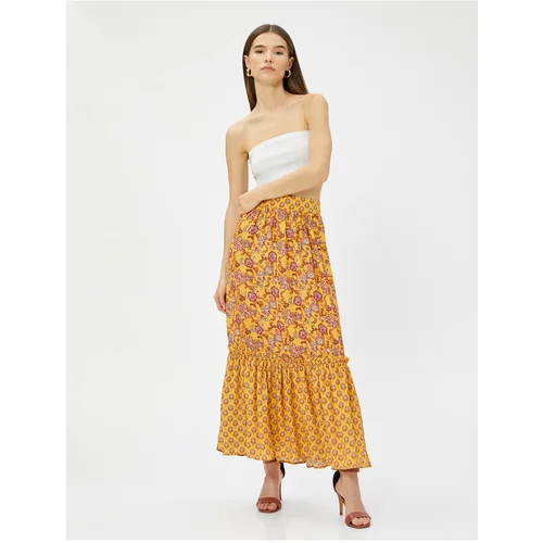 Koton Ethnic Patterned Maxi Skirt Elastic Waist