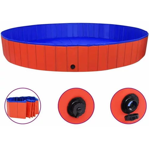  Zložljiv bazen za pse rdeč 300x40 cm PVC