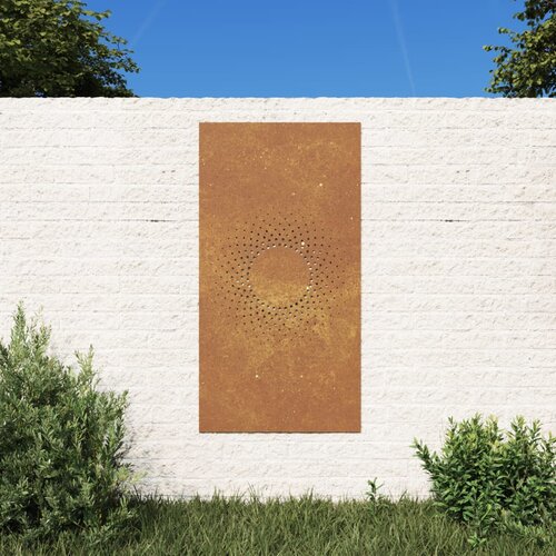VidaXL Vrtni zidni ukras 105 x 55 cm od čelika COR-TEN s uzorkom sunca Slike