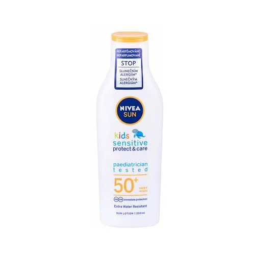 Nivea sun kids protect & sensitive sun lotion SPF50+ losjon za sončenje za občutljivo kožo 200 ml