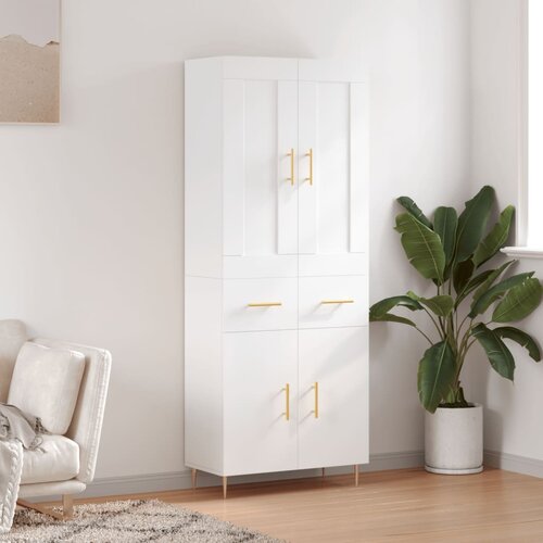vidaXL Visoka omara bela 69,5x34x180 cm inženirski les Cene