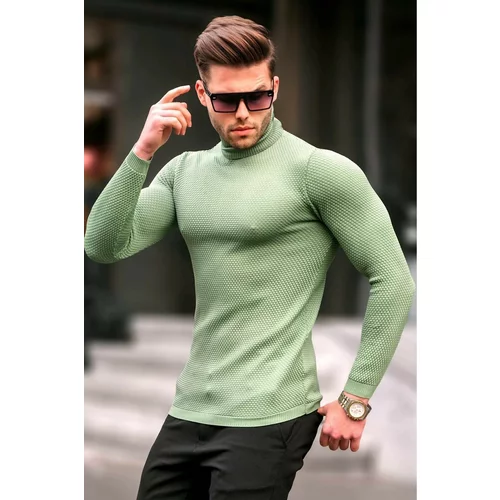 Madmext Mint Green Turtleneck Men's Knitwear Sweater 6306