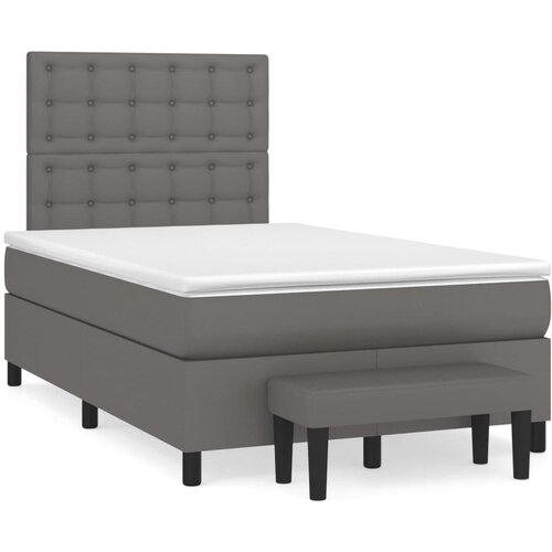 Maison Chic Box spring postelja - Vzmetna postelja z vzmetnico siv 120x200 cm umetno usnje SL14278, (21901627) Cene