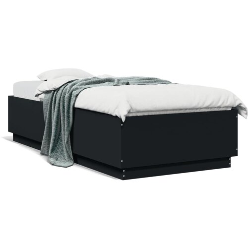 VidaXL Okvir za krevet crni 100x200 cm konstruirano drvo Slike
