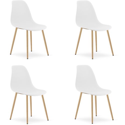 OSKAR Stolice WAT bele, nogare imitacija drveta, set od 4 komada Cene