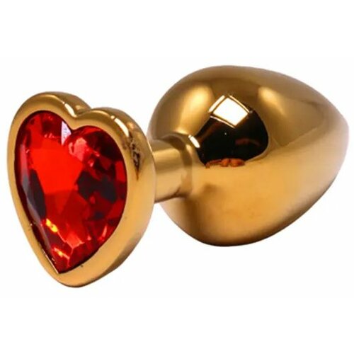 srednji zlatni analni dildo srce sa crvenim dijamantom Slike