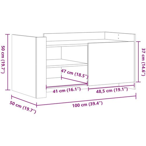 VidaXL Stolić za kavu boja dimljenog hrasta 100 x 50 x 50 cm od drva Slike