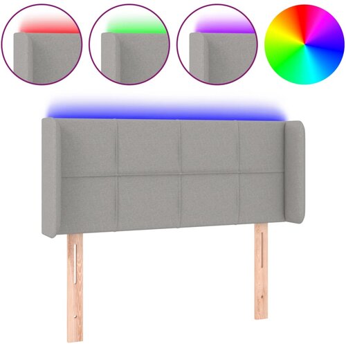 VidaXL LED posteljno vzglavje svetlo sivo 103x16x78/88 cm blago, (20738289) Slike
