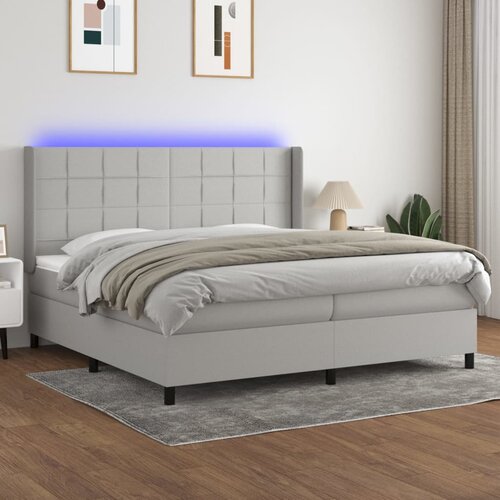  Krevet box spring s madracem LED svjetlosivi 200x200 cm tkanina Cijene
