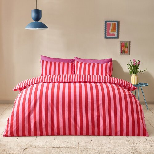 Sassy B Rdeča/rožnata enojna posteljnina 135x200 cm Stripe Tease &amp;ndash; Slike