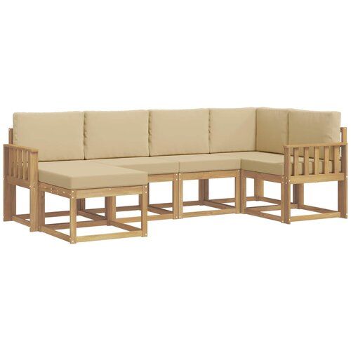 vidaXL Zunanja garnitura za sedenje 6 pcs Bela in bež Poliester, (5000282361) Cene