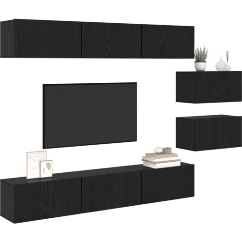  Komplet TV omaric 8 pcs Črni hrast 60 x 30 x 30 cm Slike