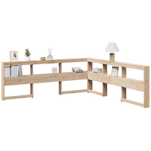 VidaXL Polica za knjige uzglavlje L-oblika 180 cm borovine Slike