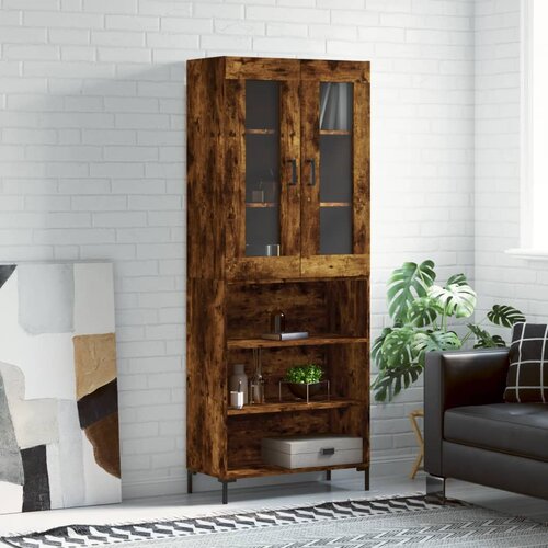 VidaXL Visoka komoda dimljen hrast 69,5x34x180 cm inženirski les Slike