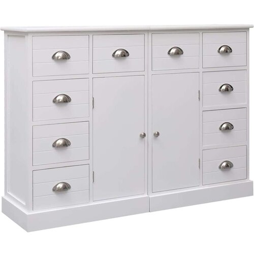  Komoda z 10 predali bela 113x30x79 cm les, (20656217) Slike