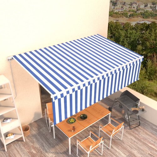 vidaXL Ročno zložljiva tenda s senčilom 5x3 m modra in bela Cene