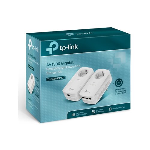 Tp-link powerline AV1300 3-Port Gigabit Passthrough Powerline Starter Kit Slike