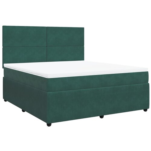 vidaXL Box spring postelja z vzmetnico temno zelena 180x200 cm žamet, (21307725) Cene