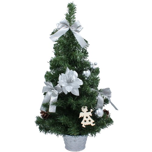  Umjetni bor ukras na stol 60 cm - srebro Slike