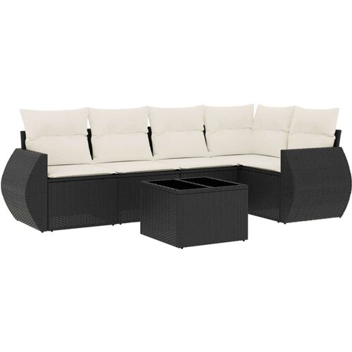 VidaXL 6-dijelni set vrtnih sofa s jastucima crni od poliratana Slike