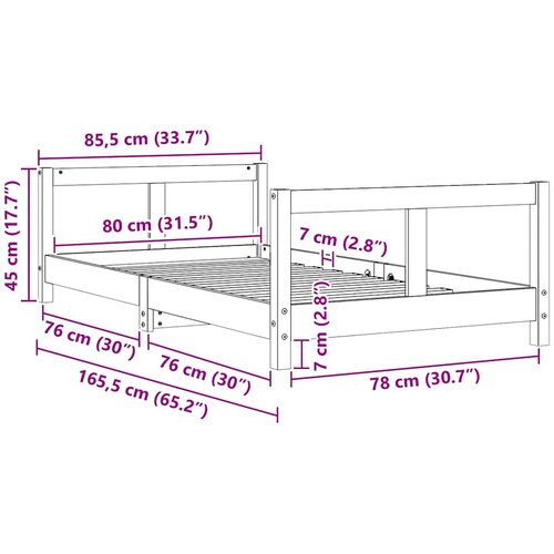  Okvir za dječji krevet bijeli 80 x 160 cm od masivne borovine Slike