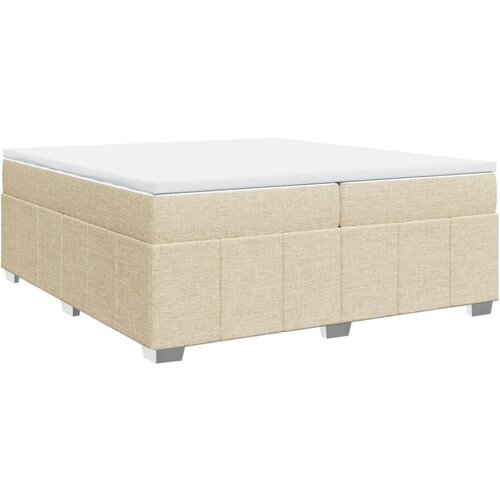 vidaXL Box spring postelja z vzmetnico krem 200x200 cm blago, (21304672) Cene
