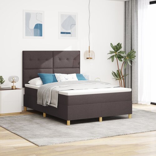 VidaXL Box Spring Krevet s Madracem Tamnosmeđi 140x190 cm Tkanina Slike