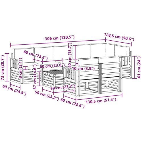  Set vanjskih sofa 9 kom. Bijela i antracit Poliester 59 x 59 x 37 cm Slike