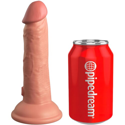 King Cock Elite 6 - realistični vibrator s vakuumom 15 cm (tamno prirodni) Slike