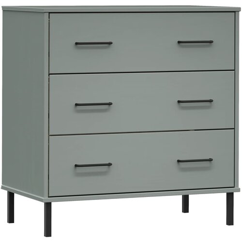  Komoda s 3 ladice siva 77 x 40 x 79,5 cm od masivnog drva OSLO Slike