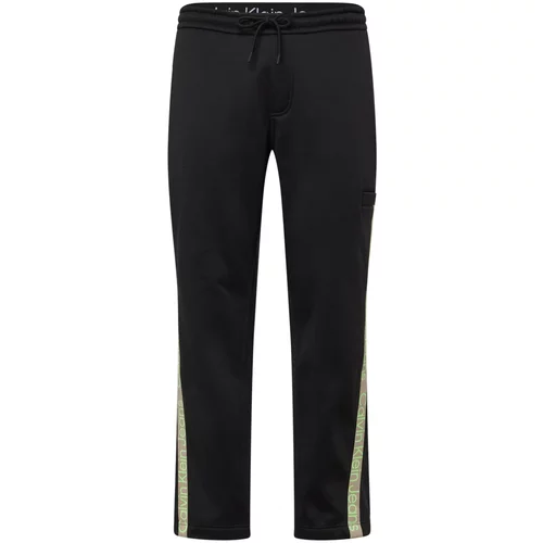Calvin Klein Jeans Hlače temno bež / svetlo zelena / črna