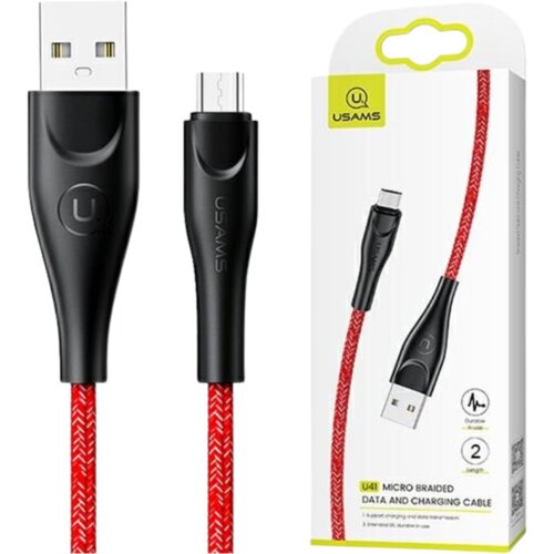 Usams MICRO USB BRIDED KABEL 2M 2A HITRO POLNJENJE ZA TELEFONE RDEČ, (21980506) Cene