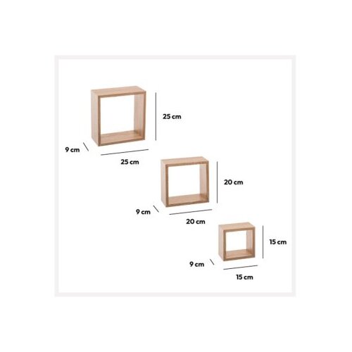 Five zidna polica kocka 3 kom 15x9x15, 20x9x20, 25x9x25cm 138956C Cene