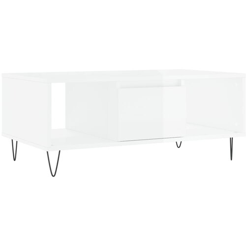 Maison Chic Klubska mizica - kavna mizica - Nizka mizica visok sijaj bela 90x50x36,5 cm inženirski les, (21752565) Slike