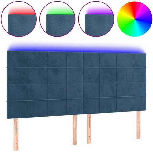 Maison Chic led posteljno vzglavje - vzglavna omarica - nočna omarica temno modro 200x5x118/128 cm žamet, (21711397) Cene
