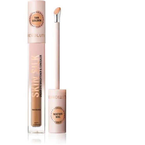 Makeup Revolution Skin Silk Under Eye Brightener & Concealer korektor in osvetljevalec odtenek Tan Golden 4 ml Cene