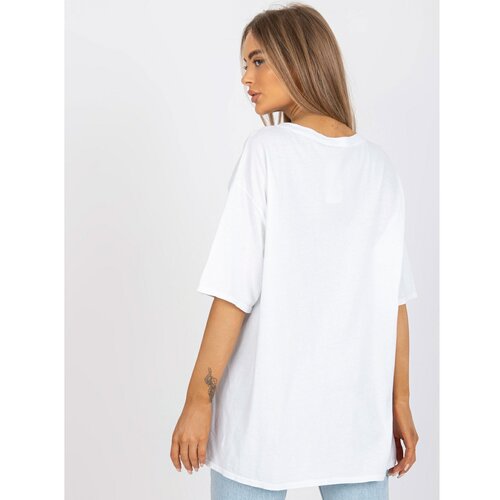 Fashion Hunters White and green oversize t-shirt with an application Slike