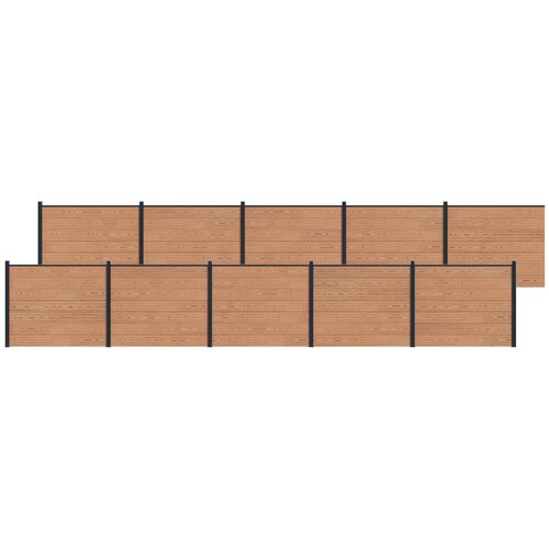 PANEL ograde 10 pcs WPC i aluminij Smeđa Slike