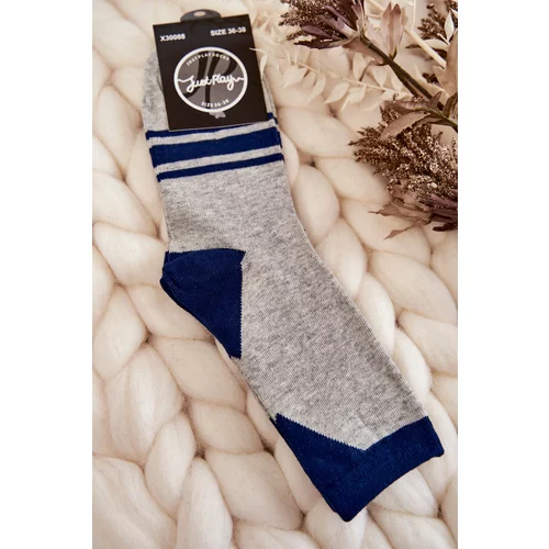 Kesi Women's Two-Color Socks With Stripes Gray-Navy