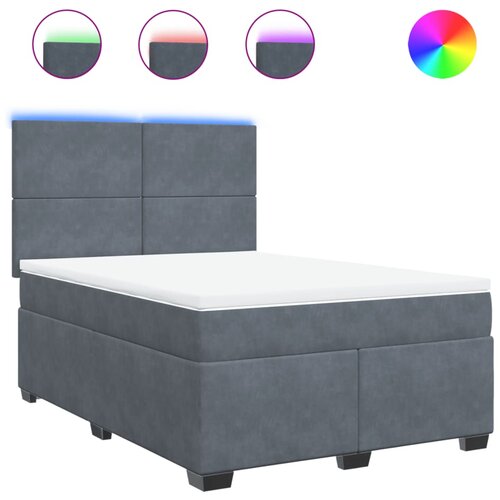 vidaXL box spring postelja z vzmetnico temno siva 140x200 cm žamet, (21307668) Cene